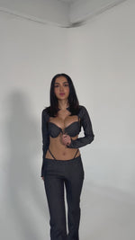 Load and play video in Gallery viewer, DENIM CREST BRA TOP

