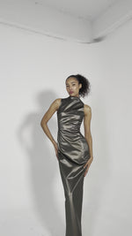 Load and play video in Gallery viewer, ASYMMETRIC TURTLENECK LACE UP DRESS
