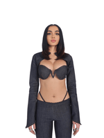 Load image into Gallery viewer, CROPPED DENIM CREST JACKET - SIREN THE BRAND
