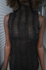 Load image into Gallery viewer, STRIPED SHEER RUFFLED LACE UP DRESS
