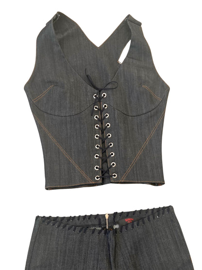 DENIM CREST HALTER VEST