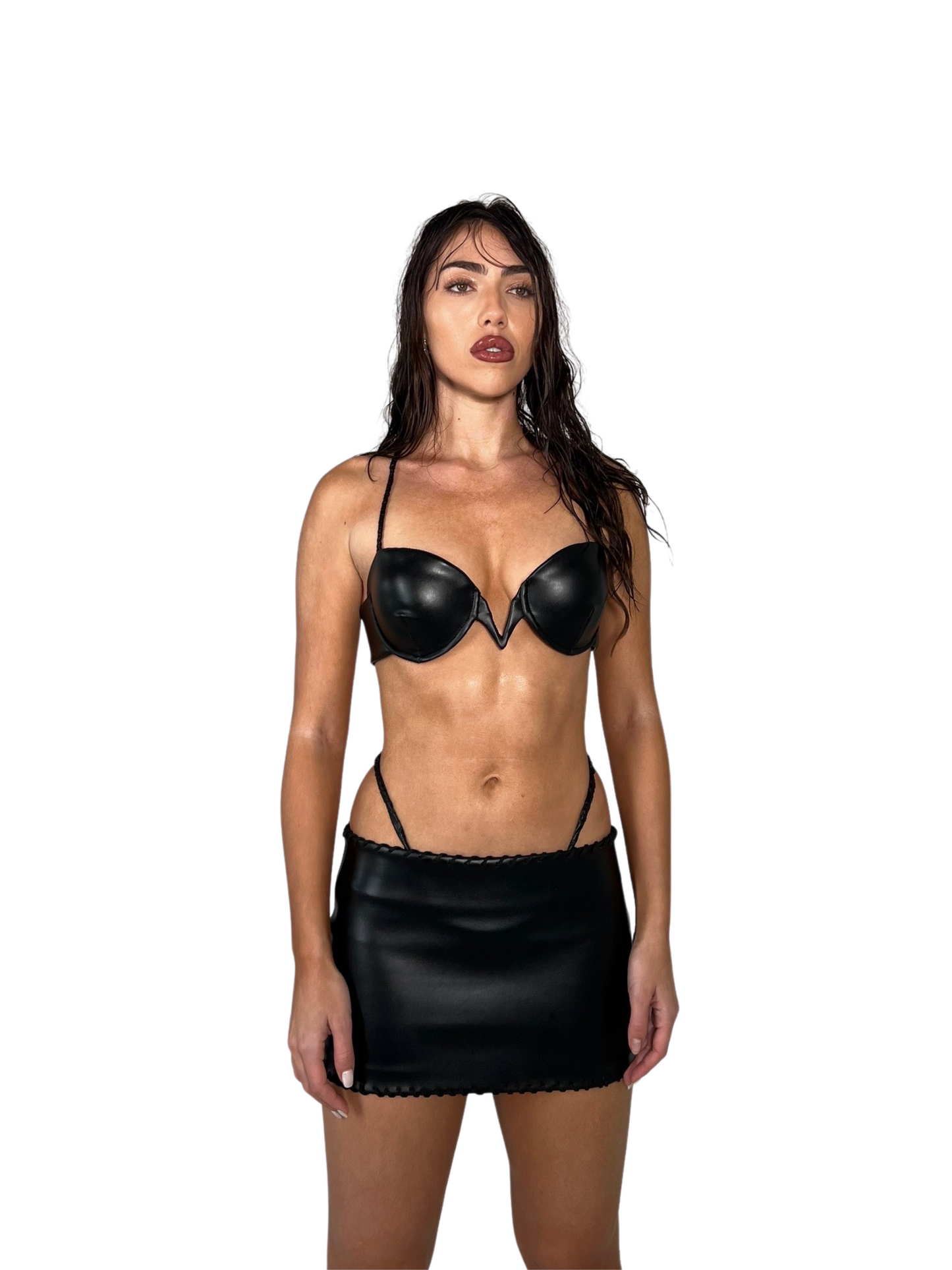 LEATHER CREST MINISKIRT - SIREN THE BRAND