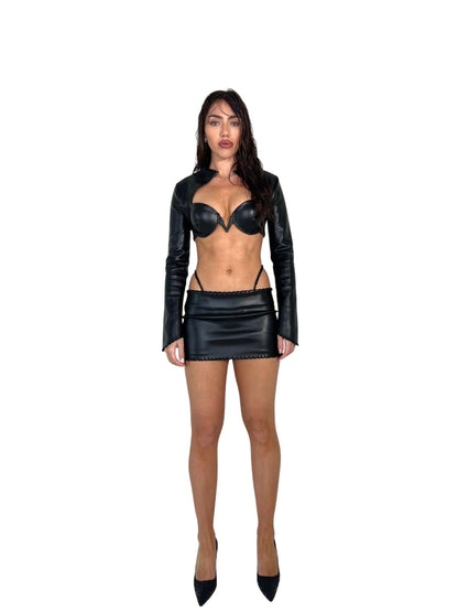 CROPPED LEATHER CREST JACKET - SIREN THE BRAND