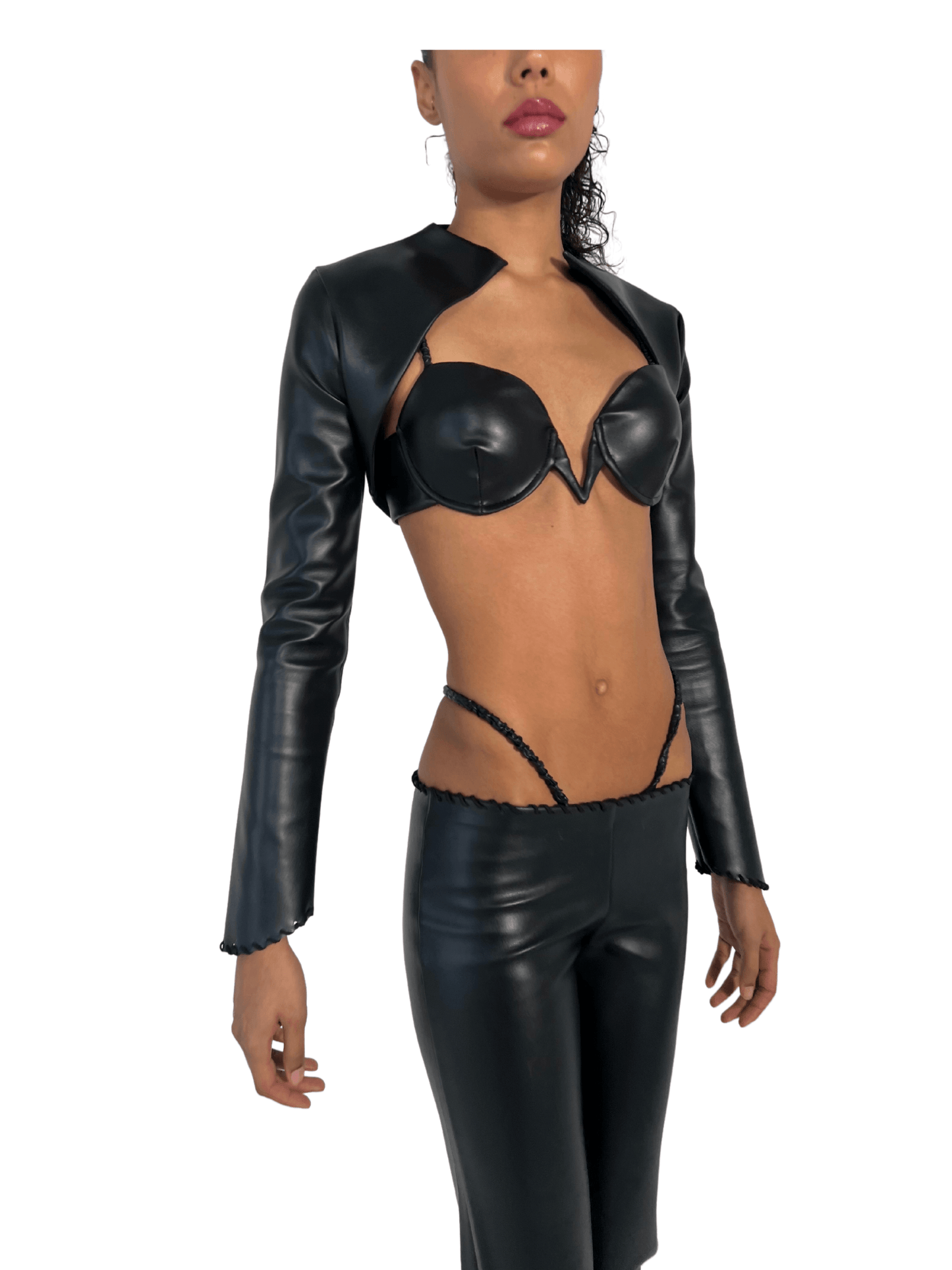 CROPPED LEATHER CREST JACKET - SIREN THE BRAND