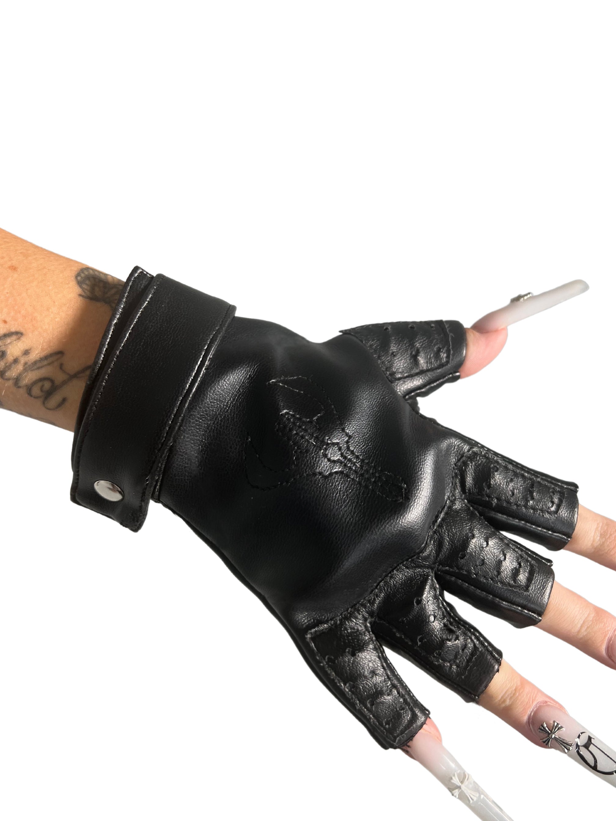 womens fingerless leather gloves