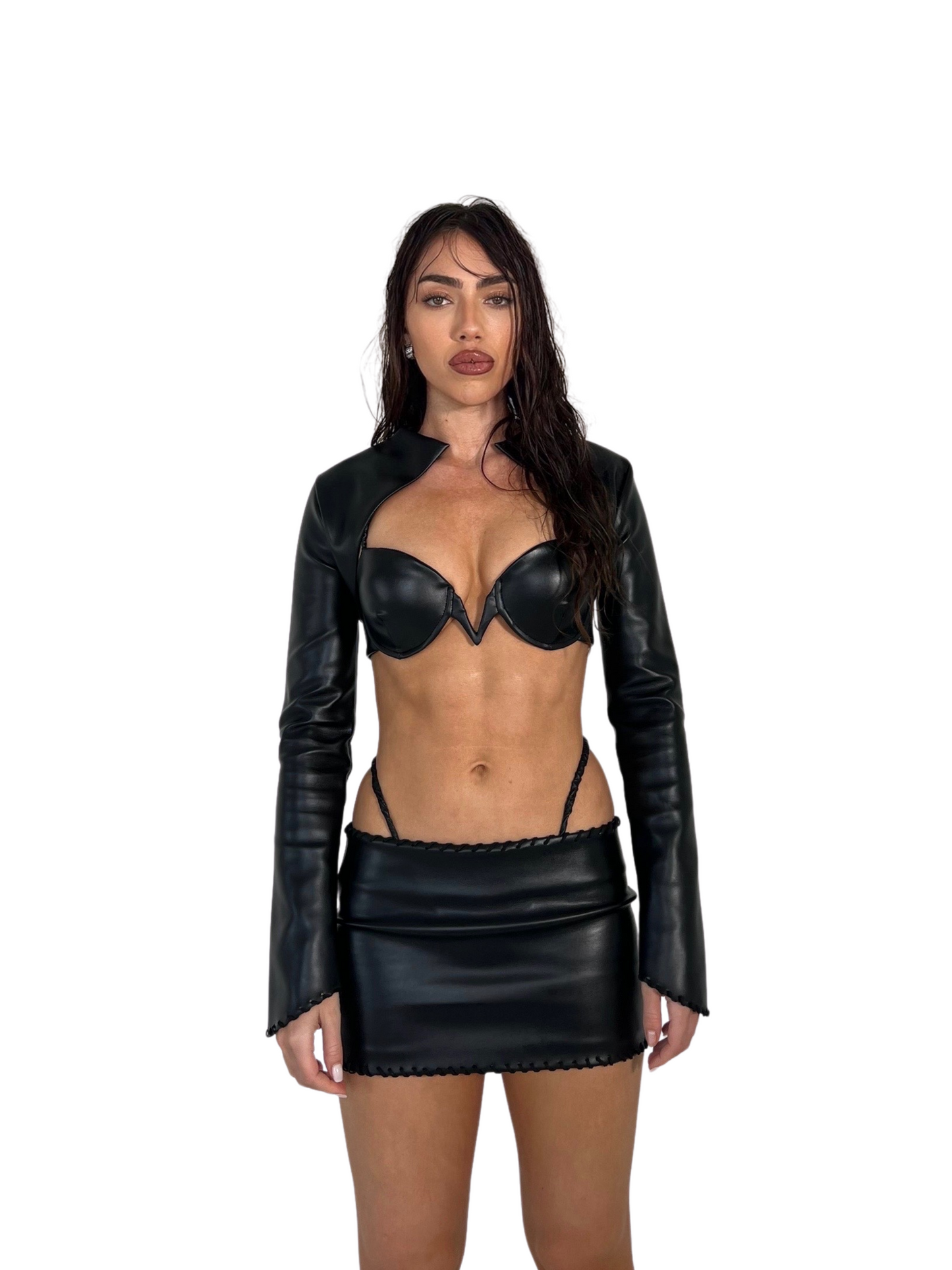 LEATHER CREST MINISKIRT - SIREN THE BRAND