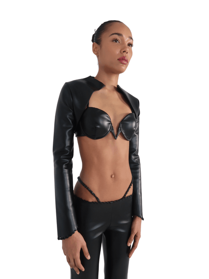 CROPPED LEATHER CREST JACKET - SIREN THE BRAND