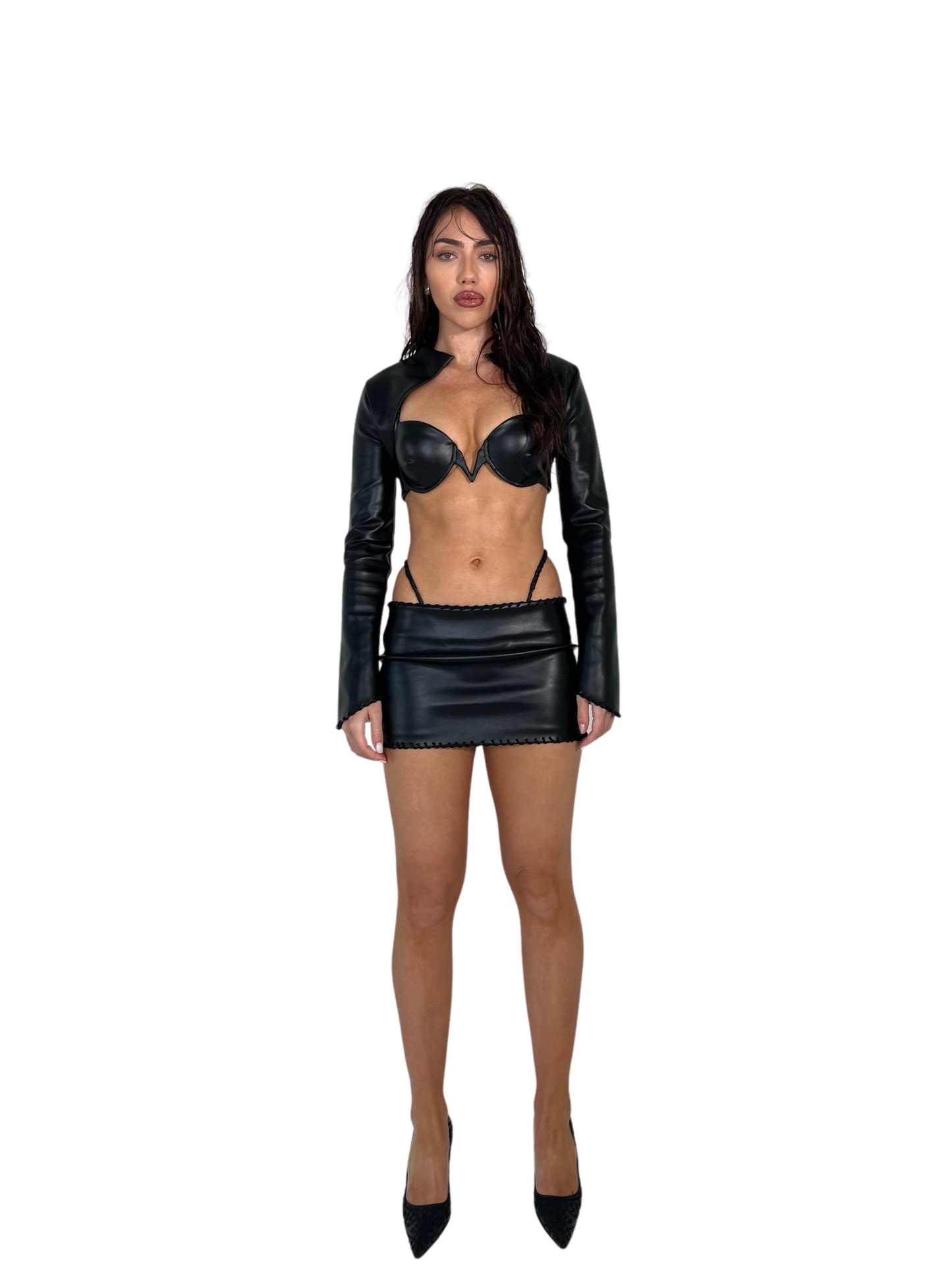 LEATHER CREST MINISKIRT - SIREN THE BRAND